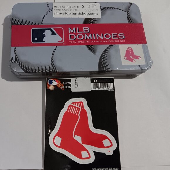 NEW Boston Red Sox Dominos + Decal Bundle MLB 28 Piece Dominoes Set - Picture 1 of 2